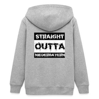Straight Outta Niederbayern Bayern Geschenk Stadt - Teenager Organic Kapuzenjacke Mini Cultivator von Stanley/Stella - Grau meliert - Hinten - AI Model Teenager Male light (155cm)