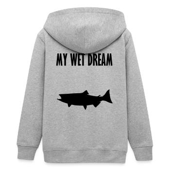 meinen feuchten Traum fischen 4 - Teenager Organic Kapuzenjacke Mini Cultivator von Stanley/Stella - Grau meliert - Hinten - AI Model Teenager Male light (155cm)