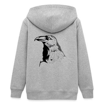Rabe - Teenager Organic Kapuzenjacke Mini Cultivator von Stanley/Stella - Grau meliert - Hinten - AI Model Teenager Male light (155cm)