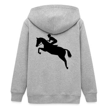 Jockey - Pferderennen - Teenager Organic Kapuzenjacke Mini Cultivator von Stanley/Stella - Grau meliert - Hinten - AI Model Teenager Male light (155cm)