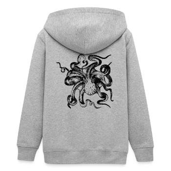 Krake - Teenager Organic Kapuzenjacke Mini Cultivator von Stanley/Stella - Grau meliert - Hinten - AI Model Teenager Male light (155cm)