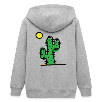 Einzelner Kaktus - Teenager Organic Kapuzenjacke Mini Cultivator von Stanley/Stella - Grau meliert - Hinten - AI Model Teenager Male light (155cm)