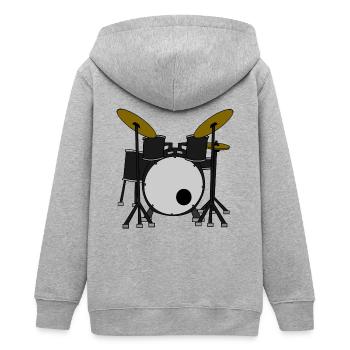 Schlagzeug / Drums - Teenager Organic Kapuzenjacke Mini Cultivator von Stanley/Stella - Grau meliert - Hinten - AI Model Teenager Male light (155cm)