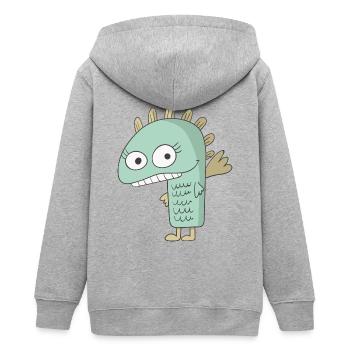 mostro - Felpa con cappuccio con zip ragazzo bio di Stanley/Stella - grigio melange - Retro - AI Model Teenager Male light (155cm)