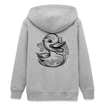 Canard nageur mignon avec un sourire amusant - Veste à capuche ado bio Stanley/Stella - gris chiné - Dos - AI Model Teenager Male light (155cm)