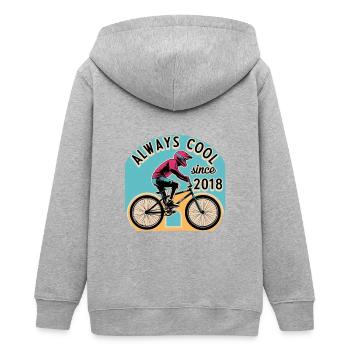 Always Cool Since 2018. Biker BMX. - Teenager Organic Kapuzenjacke Mini Cultivator von Stanley/Stella - Grau meliert - Hinten - AI Model Teenager Male light (155cm)