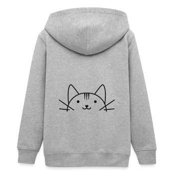 Süßer Katzenkopf comic Stil - Teenager Organic Kapuzenjacke Mini Cultivator von Stanley/Stella - Grau meliert - Hinten - AI Model Teenager Male light (155cm)