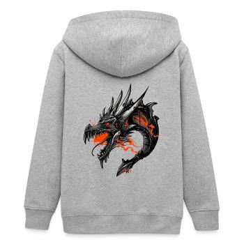 Drache - Teenager Organic Kapuzenjacke Mini Cultivator von Stanley/Stella - Grau meliert - Hinten - AI Model Teenager Male light (155cm)