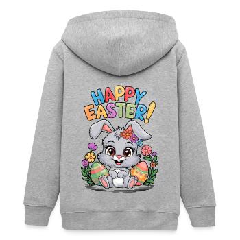 Lapin de Pâques Joyeuses Pâques Oeuf de Pâques Pâques - Veste à capuche ado bio Stanley/Stella - gris chiné - Dos - AI Model Teenager Male light (155cm)