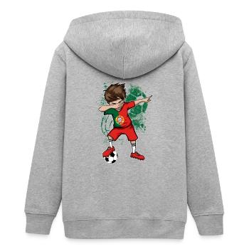 PORTUGAL Football World Cup national team Dab - Teens Organic Zip-up Hoodie by Stanley/Stella - heather grey - Back - AI Model Teenager Male light (155cm)