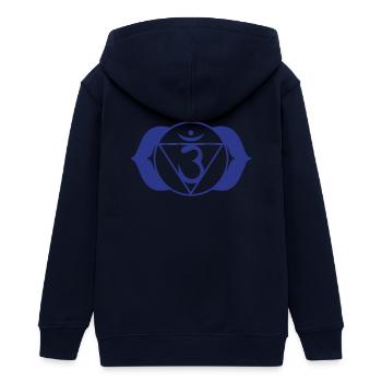Chakra Sacred Symbol Yoga Meditation Gift Brow - Teens Organic Zip-up Hoodie by Stanley/Stella - navy - Back - AI Model Teenager Male light (155cm)