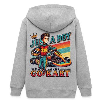 Juste un garçon qui aime le karting - Veste à capuche ado bio Stanley/Stella - gris chiné - Dos - AI Model Teenager Male light (155cm)