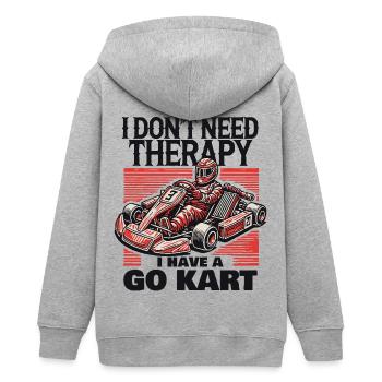Je n’ai pas besoin de thérapie, j’ai un kart - Veste à capuche ado bio Stanley/Stella - gris chiné - Dos - AI Model Teenager Male light (155cm)