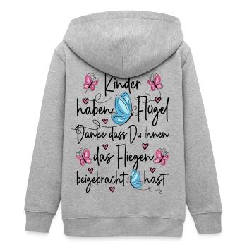 Kinder haben Flügel Fliegen Danke Kita Abschied - Teenager Organic Kapuzenjacke Mini Cultivator von Stanley/Stella - Grau meliert - Hinten - AI Model Teenager Male light (155cm)