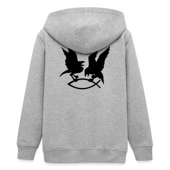 T-Shirt mit Odin's Raben auf den Ärmeln - Teenager Organic Kapuzenjacke Mini Cultivator von Stanley/Stella - Grau meliert - Hinten - AI Model Teenager Male light (155cm)