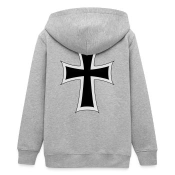 Ritterliches Kreuz-Design Shirt - Teenager Organic Kapuzenjacke Mini Cultivator von Stanley/Stella - Grau meliert - Hinten - AI Model Teenager Male light (155cm)