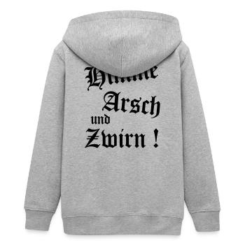 Bayerischer Spruch Shirt - Himme Arsch und Zwirn - Teenager Organic Kapuzenjacke Mini Cultivator von Stanley/Stella - Grau meliert - Hinten - AI Model Teenager Male light (155cm)