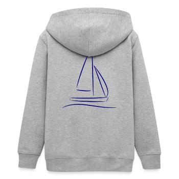 Segelboot Silhouette – Maritimes Design Blau - Teenager Organic Kapuzenjacke Mini Cultivator von Stanley/Stella - Grau meliert - Hinten - AI Model Teenager Male light (155cm)