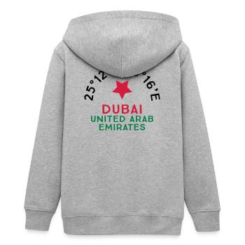 Dubai - Teenager Organic Kapuzenjacke Mini Cultivator von Stanley/Stella - Grau meliert - Hinten - AI Model Teenager Male light (155cm)