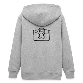 Foto Kamera - Teenager Organic Kapuzenjacke Mini Cultivator von Stanley/Stella - Grau meliert - Hinten - AI Model Teenager Male light (155cm)