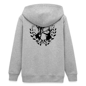 Reh und Rehbock - Teenager Organic Kapuzenjacke Mini Cultivator von Stanley/Stella - Grau meliert - Hinten - AI Model Teenager Male light (155cm)