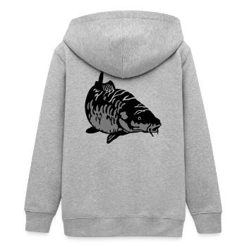 Karpfen - Teenager Organic Kapuzenjacke Mini Cultivator von Stanley/Stella - Grau meliert - Hinten - AI Model Teenager Male light (155cm)