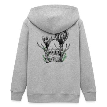 Garden Flower Castle - Teens Organic Zip-up Hoodie by Stanley/Stella - heather grey - Back - AI Model Teenager Male light (155cm)