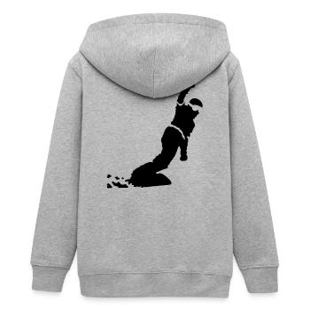 Snowboarder - Teenager Organic Kapuzenjacke Mini Cultivator von Stanley/Stella - Grau meliert - Hinten - AI Model Teenager Male light (155cm)