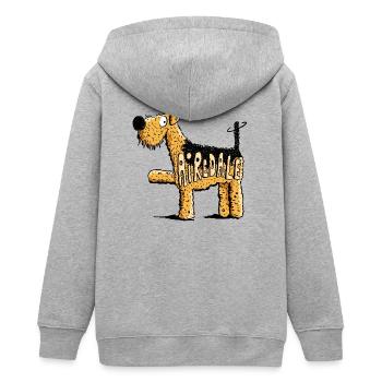 Kleiner Airedale Terrier - Hund - Hunde - Teenager Organic Kapuzenjacke Mini Cultivator von Stanley/Stella - Grau meliert - Hinten - AI Model Teenager Male light (155cm)