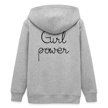 girl power avec coeur rose glitter - Veste à capuche ado bio Stanley/Stella - gris chiné - Dos - AI Model Teenager Male light (155cm)