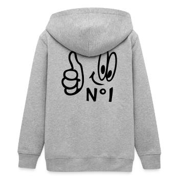 Number One, Comic - Teenager Organic Kapuzenjacke Mini Cultivator von Stanley/Stella - Grau meliert - Hinten - AI Model Teenager Male light (155cm)