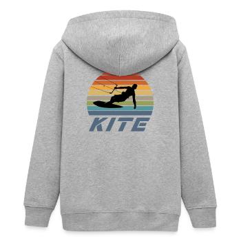 Kite Design - Teenager Organic Kapuzenjacke Mini Cultivator von Stanley/Stella - Grau meliert - Hinten - AI Model Teenager Male light (155cm)