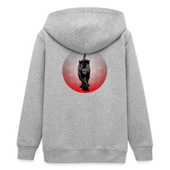 Black Cougar schwarzer Panther CB Cat Black - Teenager Organic Kapuzenjacke Mini Cultivator von Stanley/Stella - Grau meliert - Hinten - AI Model Teenager Male light (155cm)