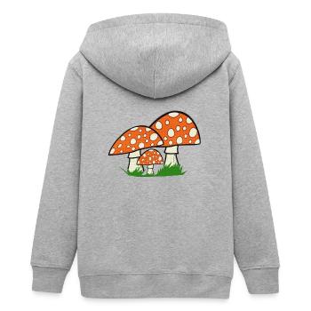 naturgrafik, Fliegenpilze, tolle Waldmotive - Teenager Organic Kapuzenjacke Mini Cultivator von Stanley/Stella - Grau meliert - Hinten - AI Model Teenager Male light (155cm)