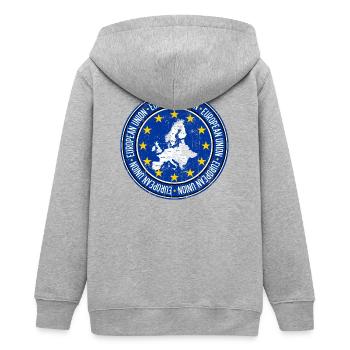 EU-Karte Circle Stars Emblem - Teenager Organic Kapuzenjacke Mini Cultivator von Stanley/Stella - Grau meliert - Hinten - AI Model Teenager Male light (155cm)