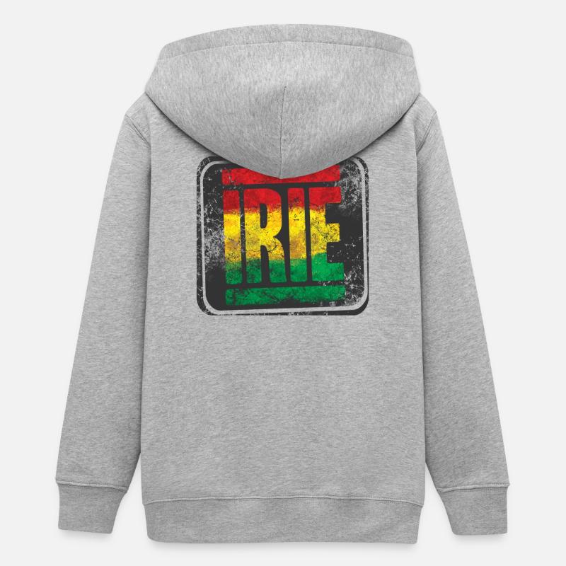 Authentic Rasta design with gradient - Teens Organic Zip-up Hoodie by Stanley/Stella - heather grey