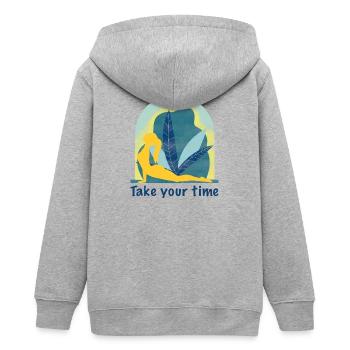 Yoga - Teenager Organic Kapuzenjacke Mini Cultivator von Stanley/Stella - Grau meliert - Hinten - AI Model Teenager Male light (155cm)