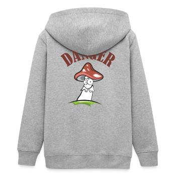 Fliegenpilz danger Symbol gefährlich comic lustig - Teenager Organic Kapuzenjacke Mini Cultivator von Stanley/Stella - Grau meliert - Hinten - AI Model Teenager Male light (155cm)