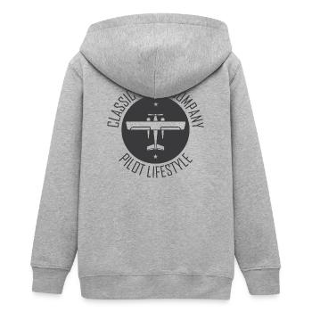 Flugzeug Symbol Fliegen Pilot Piloten Klassiker - Teenager Organic Kapuzenjacke Mini Cultivator von Stanley/Stella - Grau meliert - Hinten - AI Model Teenager Male light (155cm)