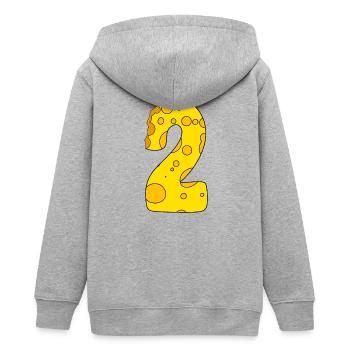 Zahl 2 Ziffer Käse - Teenager Organic Kapuzenjacke Mini Cultivator von Stanley/Stella - Grau meliert - Hinten - AI Model Teenager Male light (155cm)