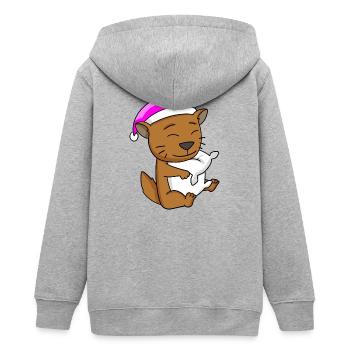 Katze Katzenrasse Somali - Teenager Organic Kapuzenjacke Mini Cultivator von Stanley/Stella - Grau meliert - Hinten - AI Model Teenager Male light (155cm)