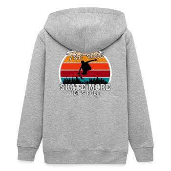 Urban Skateboarding: Schweben Sie über die Stadt - Teenager Organic Kapuzenjacke Mini Cultivator von Stanley/Stella - Grau meliert - Hinten - AI Model Teenager Male light (155cm)