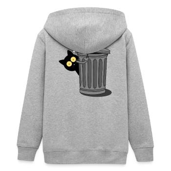 Black cat observed - Teens Organic Zip-up Hoodie by Stanley/Stella - heather grey - Back - AI Model Teenager Male light (155cm)