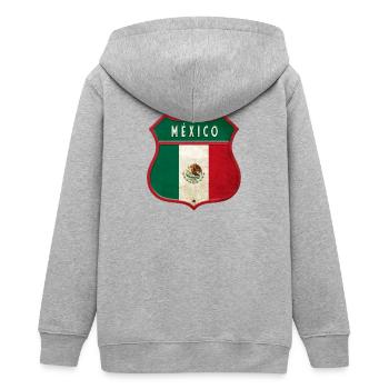 Mexiko Flagge Wappen Design - Teenager Organic Kapuzenjacke Mini Cultivator von Stanley/Stella - Grau meliert - Hinten - AI Model Teenager Male light (155cm)