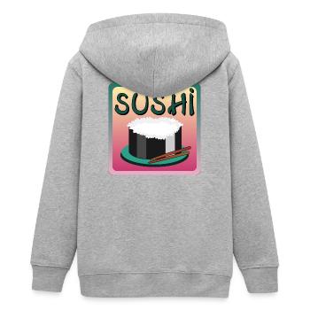 MENU DE RIZ À SUSHI - CUISINE ASIATIQUE - Veste à capuche ado bio Stanley/Stella - gris chiné - Dos - AI Model Teenager Male light (155cm)