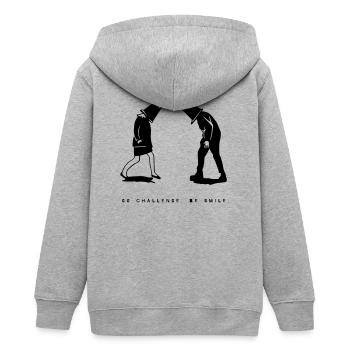 Bleib albern | WARUM NICHT - Teenager Organic Kapuzenjacke Mini Cultivator von Stanley/Stella - Grau meliert - Hinten - AI Model Teenager Male light (155cm)