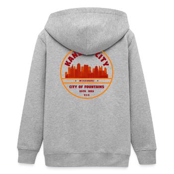 Silhouette de la Ville des Fontaines de KC - Veste à capuche ado bio Stanley/Stella - gris chiné - Dos - AI Model Teenager Male light (155cm)