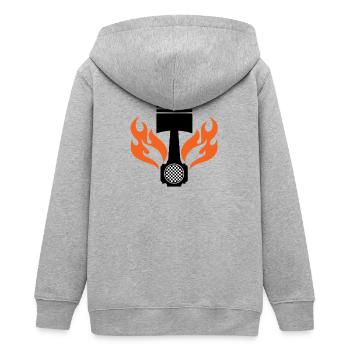 Flaming Piston - Car Auto Racing - Car Auto Window - Veste à capuche ado bio Stanley/Stella - gris chiné - Dos - AI Model Teenager Male light (155cm)