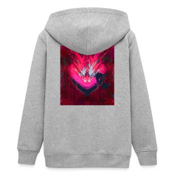 Neon Heart in Dark Red - Teens Organic Zip-up Hoodie by Stanley/Stella - heather grey - Back - AI Model Teenager Male light (155cm)
