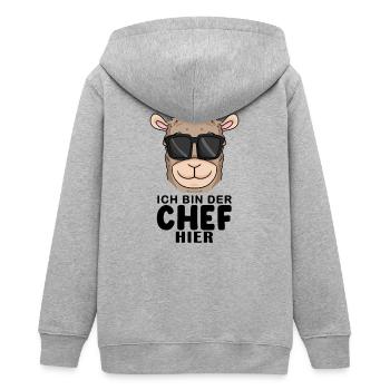 Cool Lama Chef Spruch - Teenager Organic Kapuzenjacke Mini Cultivator von Stanley/Stella - Grau meliert - Hinten - AI Model Teenager Male light (155cm)